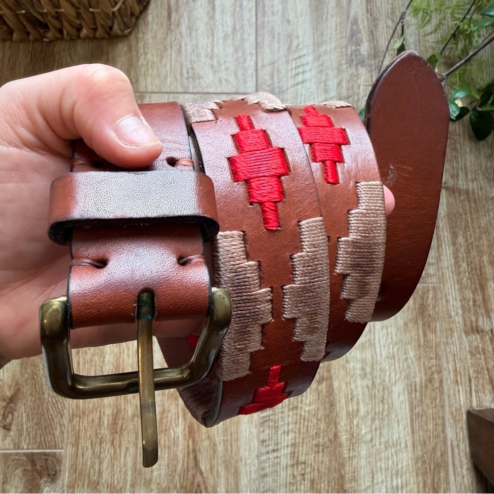Aztec Leather Belt Thick Brown